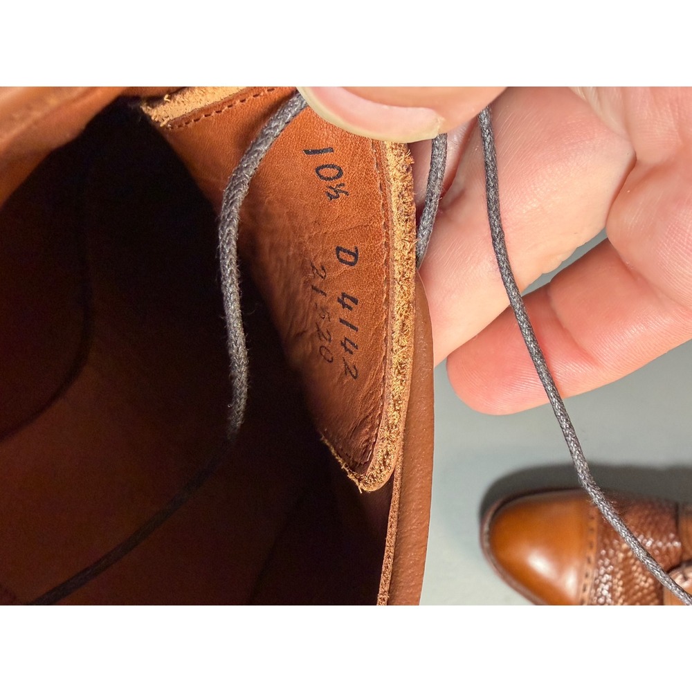 Allen Edmonds New Orleans Mens 10.5 D Brown Leather Braided Cap Toe Derby Shoes - Picture 7 of 9